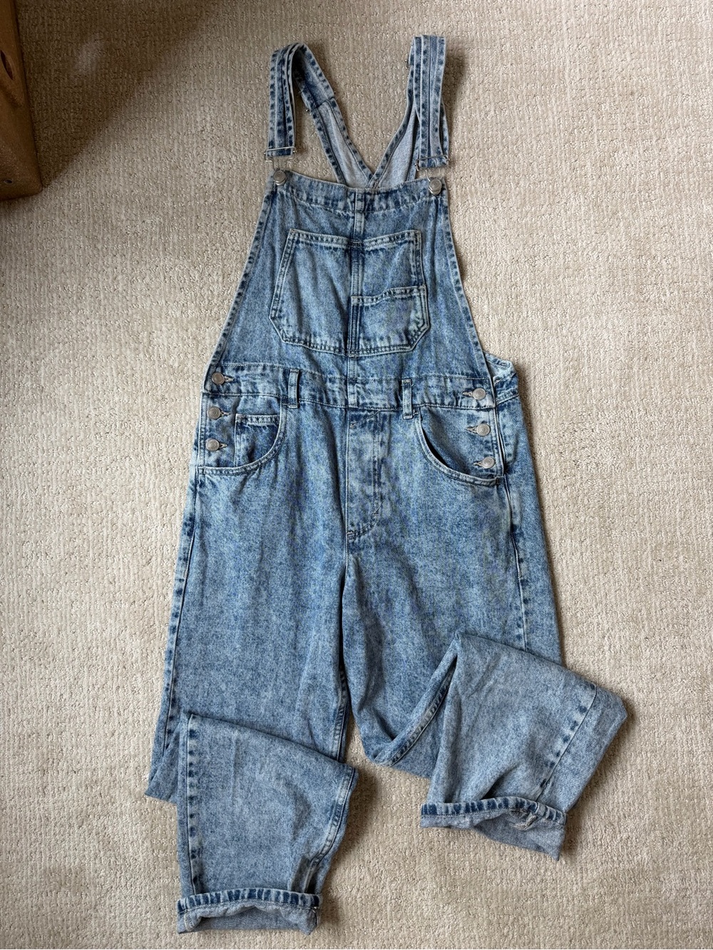 We The Free Ziggy Light Blue Washed Denim Overalls